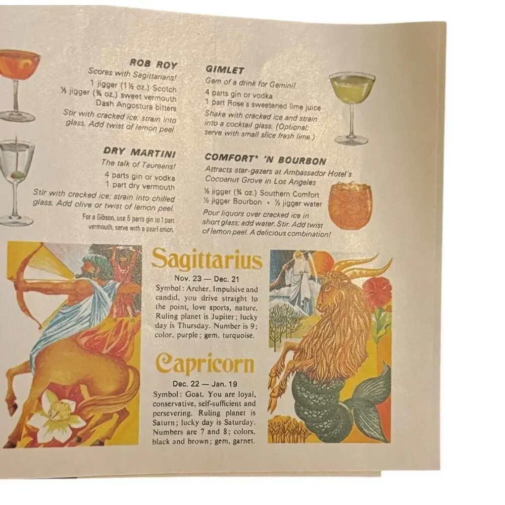 VTG Cocktail Bar Mixology Drink‎ Guides 1976 Happy Hour Southern Comfort Martini